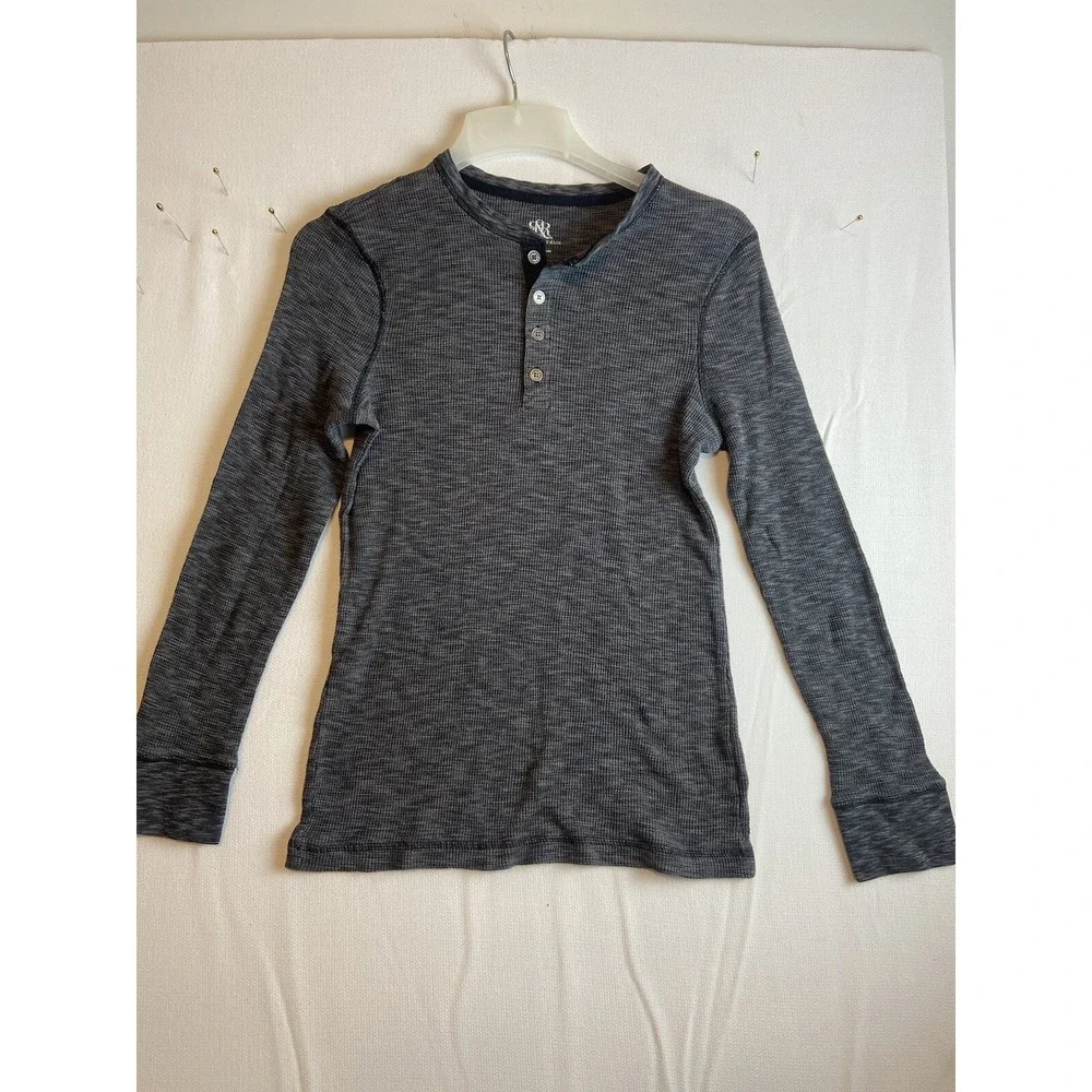 Rock & Republic Men's Med Henley Long Sleeve Shirt Size Gray/Black‎ Pullover